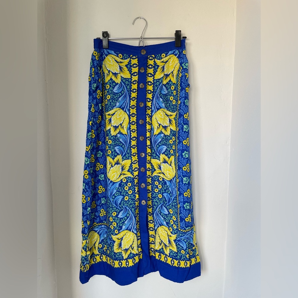 Maeve by Anthropologie blue and yellow floral skirt, size 4P
